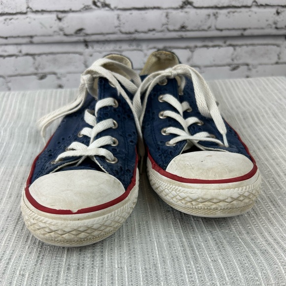 Converse all star chuck taylor | kids low top eyelet pattern navy blue shoes sz2 - Picture 5 of 10